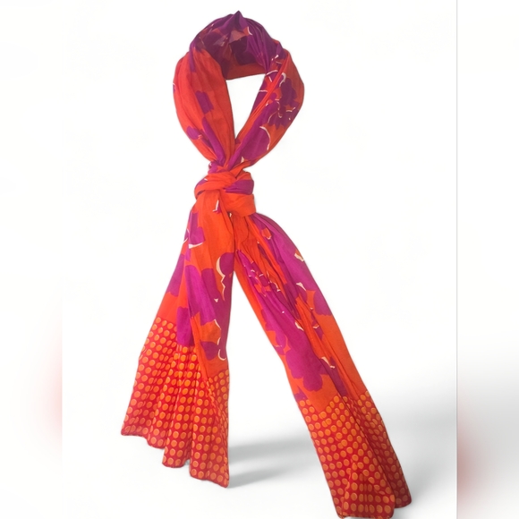 Accessories - NEW Beautiful Vibrant Tangerine Orange & Violet Purple Scarf. 72" L x 26" W.